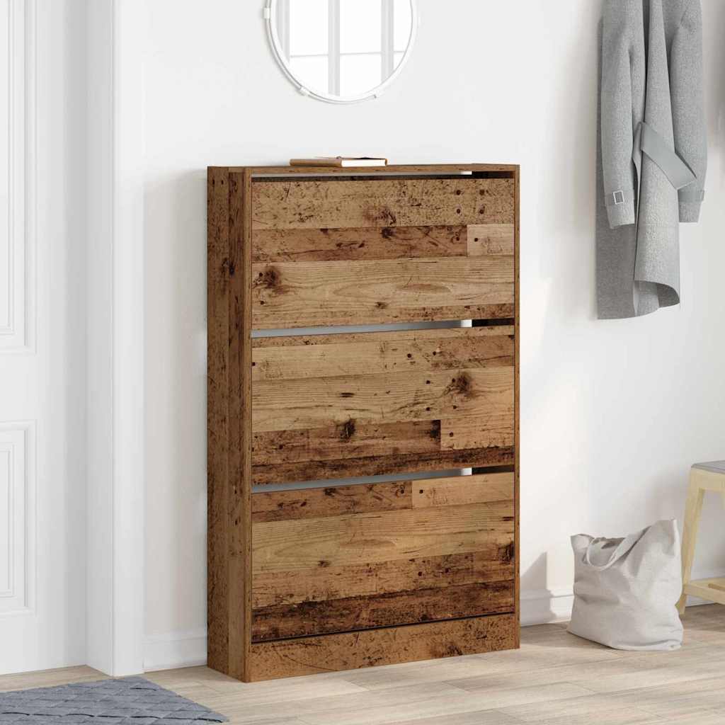 Schuhschrank mit Regal Altholz 80 x 21 x 125,5 cm Holzwerkstoff