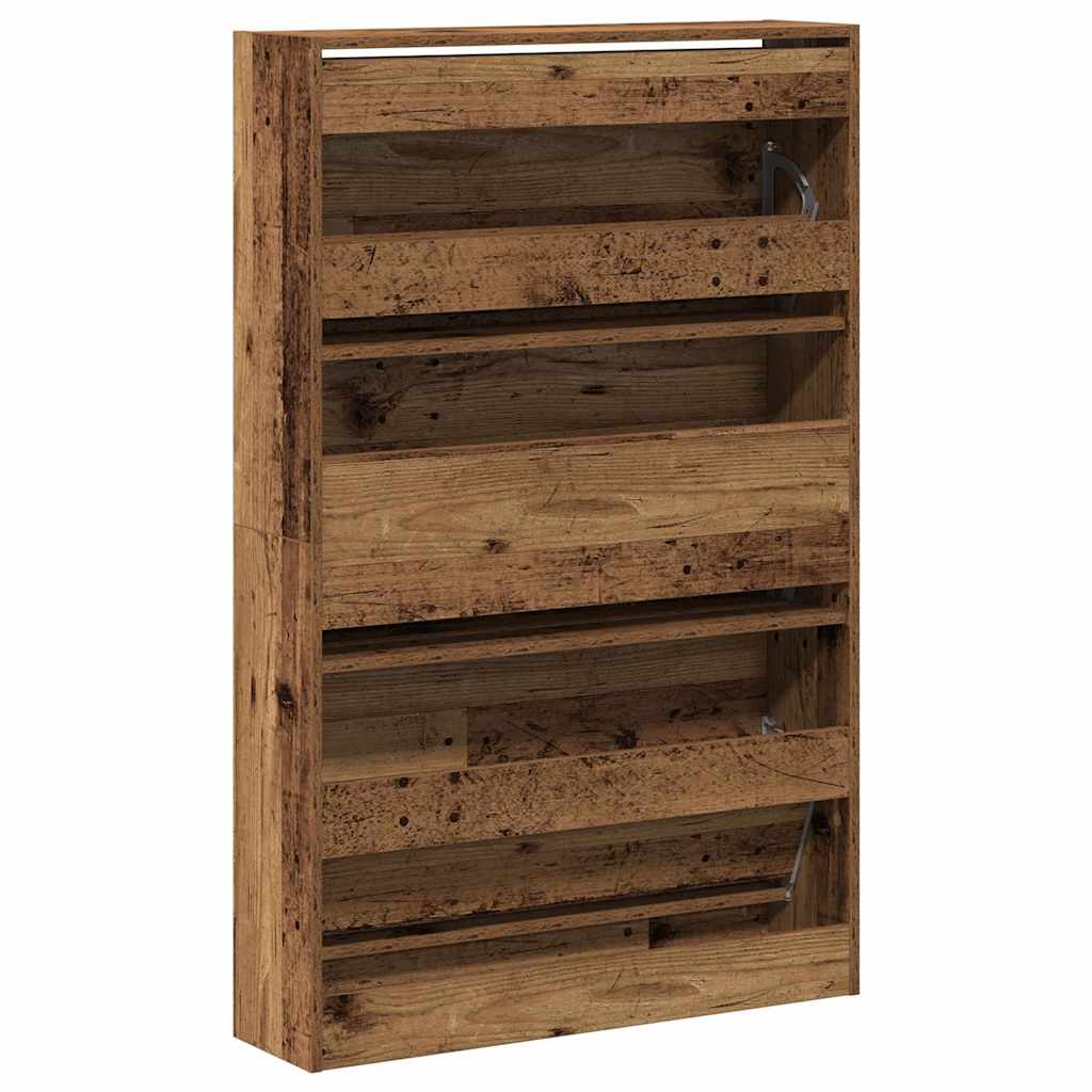Schuhschrank mit Regal Altholz 80 x 21 x 125,5 cm Holzwerkstoff