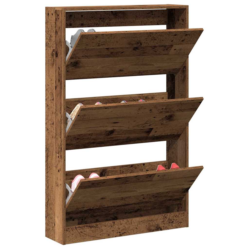 Schuhschrank mit Regal Altholz 80 x 21 x 125,5 cm Holzwerkstoff