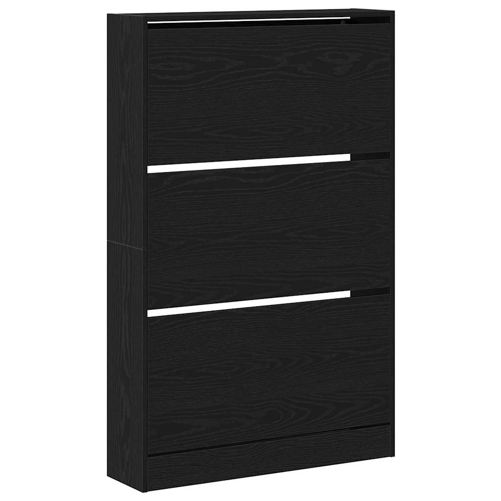 Schuhschrank mit Regal Schwarz Eichen-Optik 80 x 21 x 125,5 cm