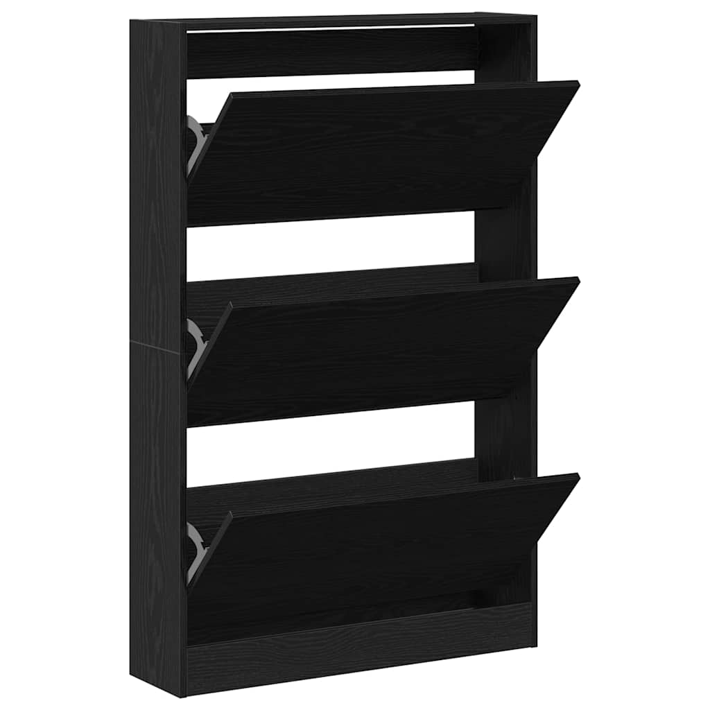 Schuhschrank mit Regal Schwarz Eichen-Optik 80 x 21 x 125,5 cm