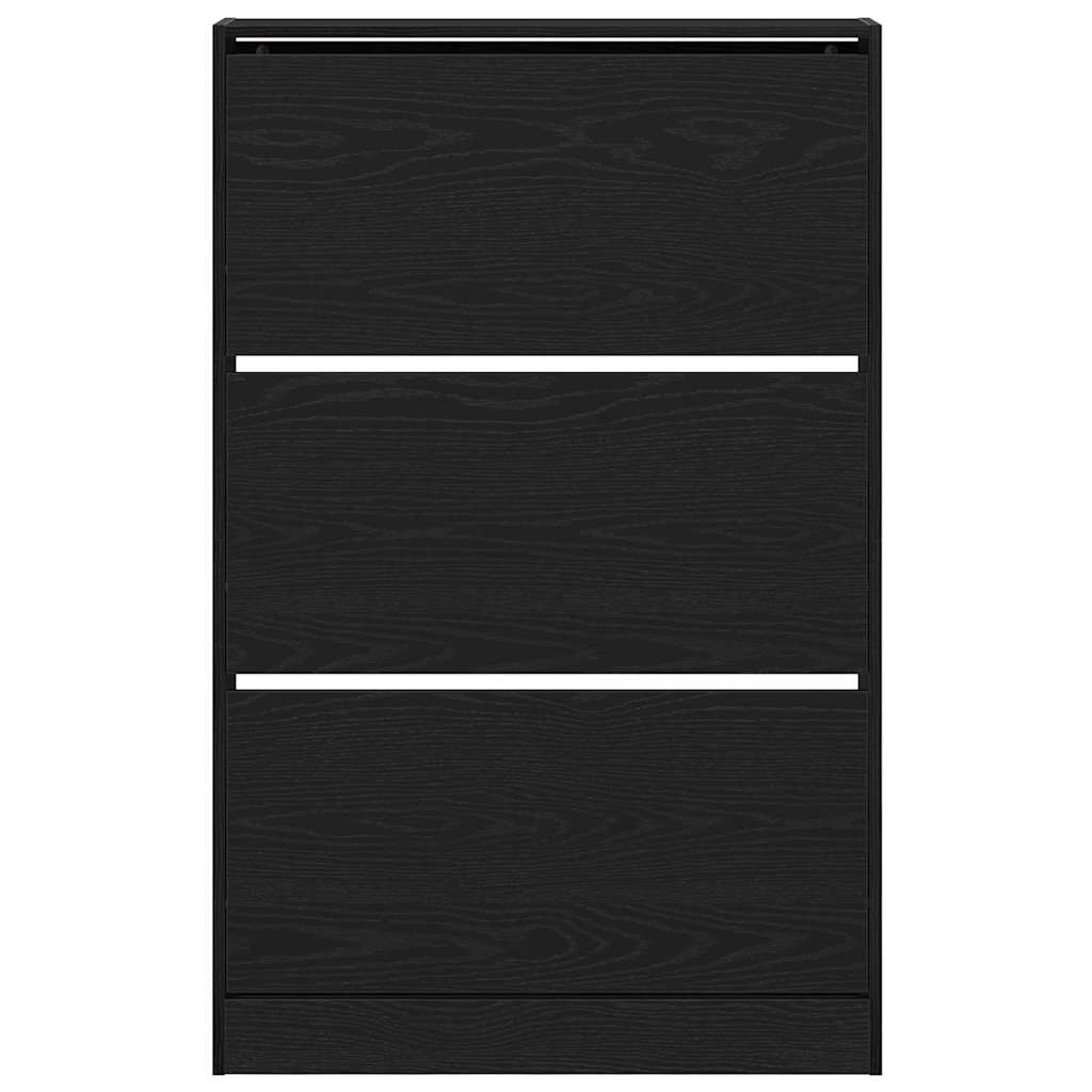 Schuhschrank mit Regal Schwarz Eichen-Optik 80 x 21 x 125,5 cm