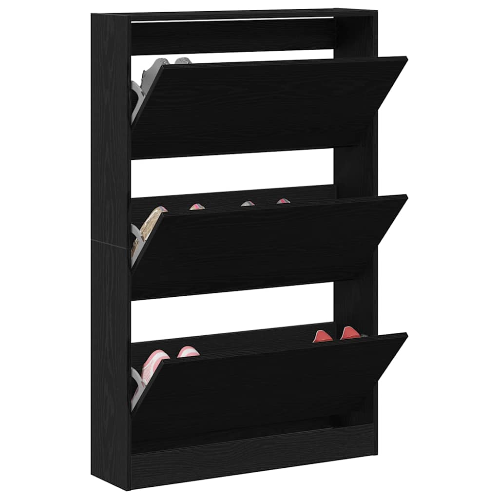 Schuhschrank mit Regal Schwarz Eichen-Optik 80 x 21 x 125,5 cm