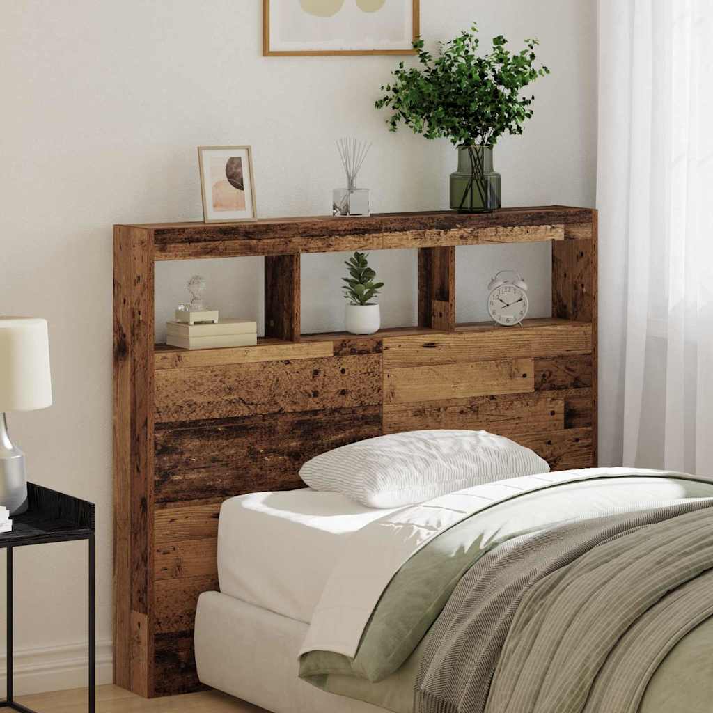 Kopfteil mit Regal Altholz 120 x 17 x 102 cm Holzwerkstoff