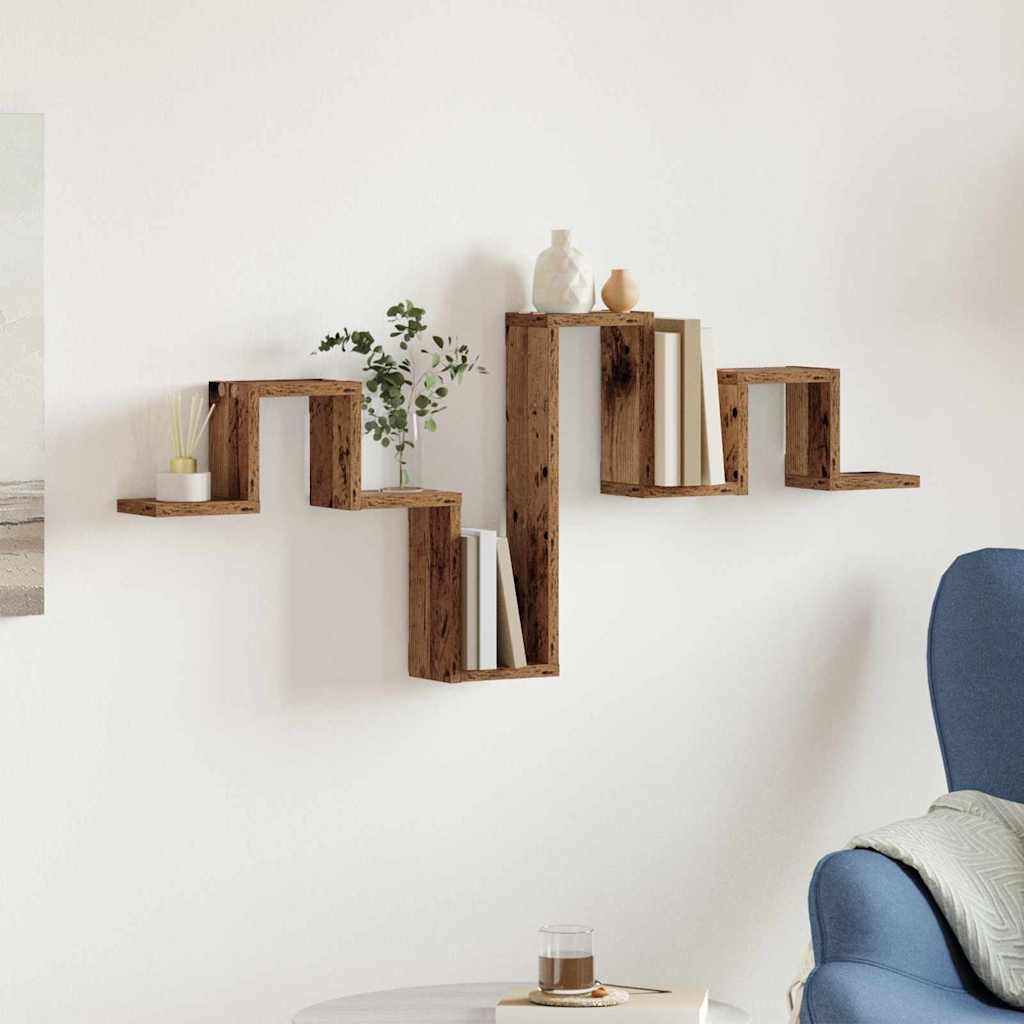 Wandregal Wandmontiert mit Speicher Altholz 104,5 x 43 x 10 cm