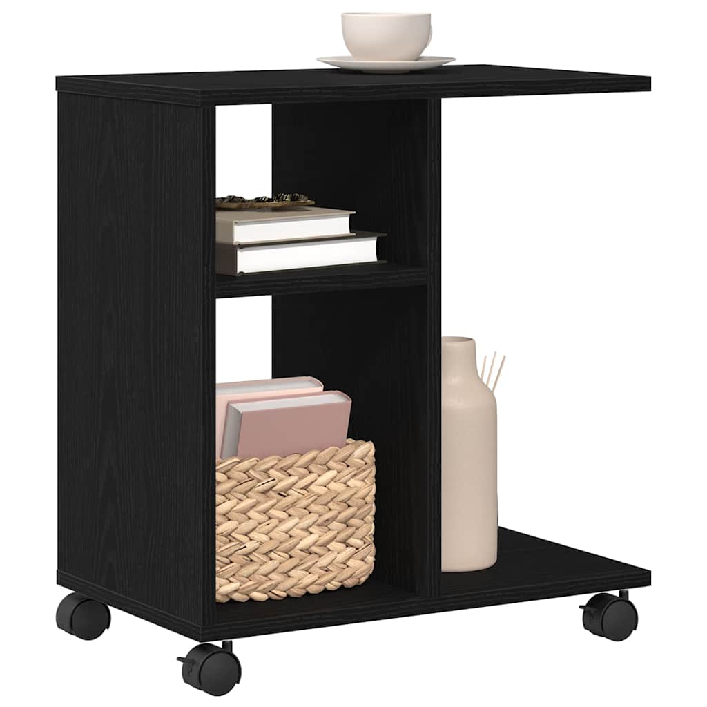 Beistelltisch mit Regal Schwarz Eichen-Optik 50 x 30 x 55 cm