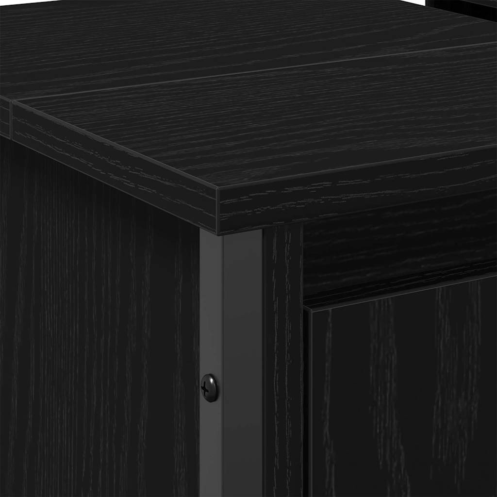 Waschbeckenschrank mit Tür Schwarz Eichen-Optik 60 x 35 x 60 cm