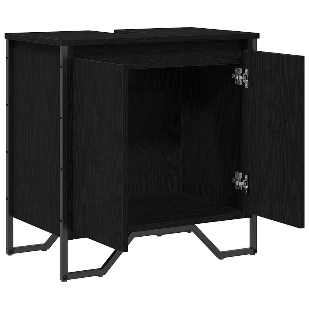 Waschbeckenschrank mit Tür Schwarz Eichen-Optik 60 x 35 x 60 cm