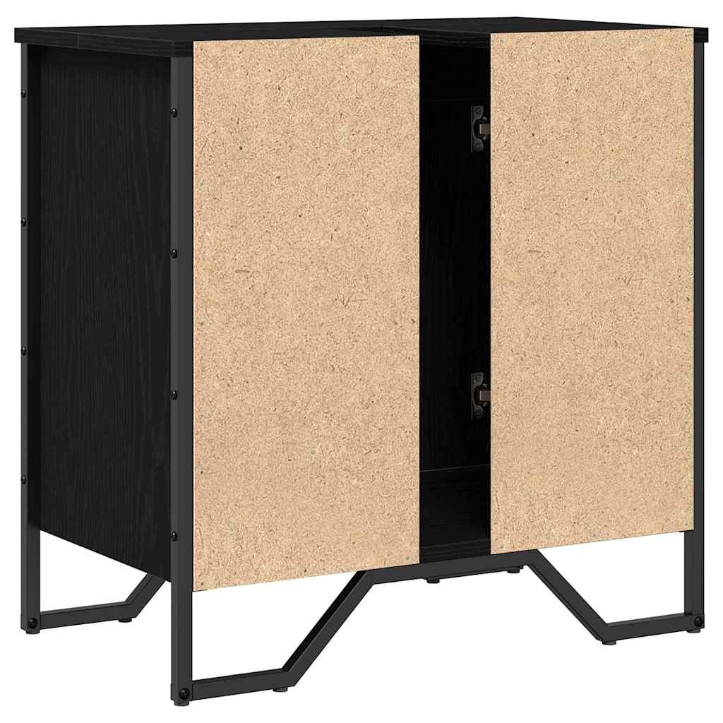 Waschbeckenschrank mit Tür Schwarz Eichen-Optik 60 x 35 x 60 cm
