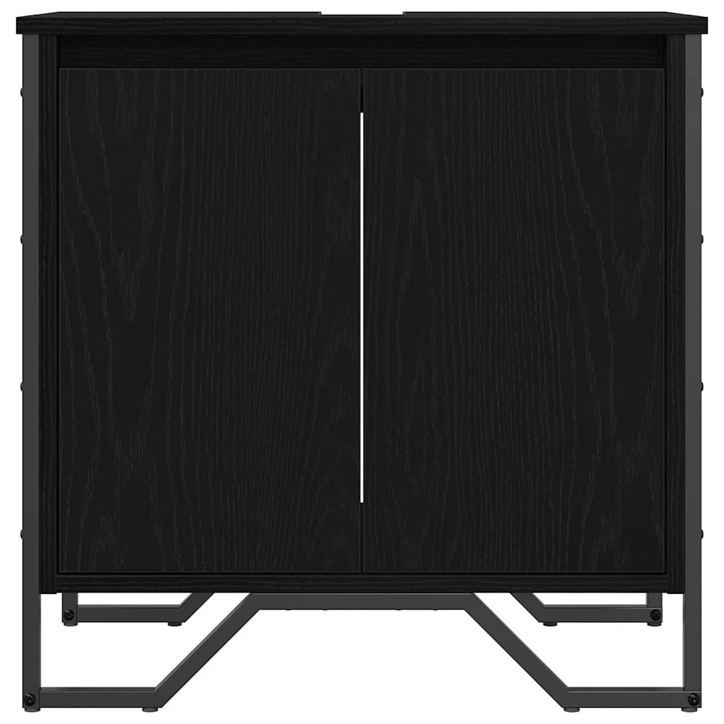 Waschbeckenschrank mit Tür Schwarz Eichen-Optik 60 x 35 x 60 cm