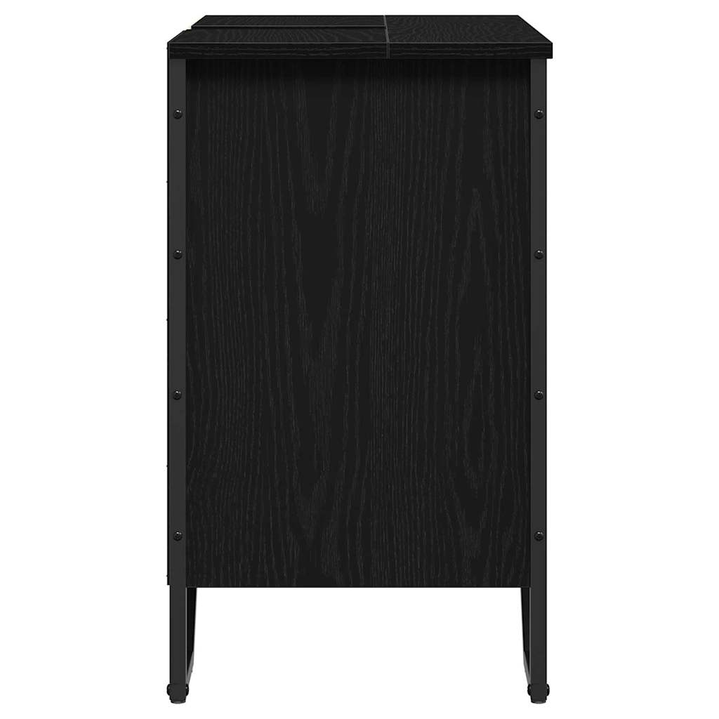 Waschbeckenschrank mit Tür Schwarz Eichen-Optik 60 x 35 x 60 cm