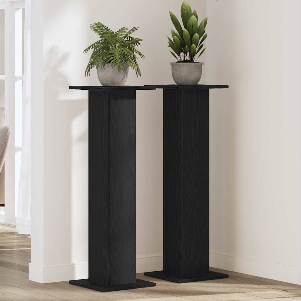 Pflanzenständer 2 pcs Schwarz Eichen-Optik 30 x 30 x 95 cm