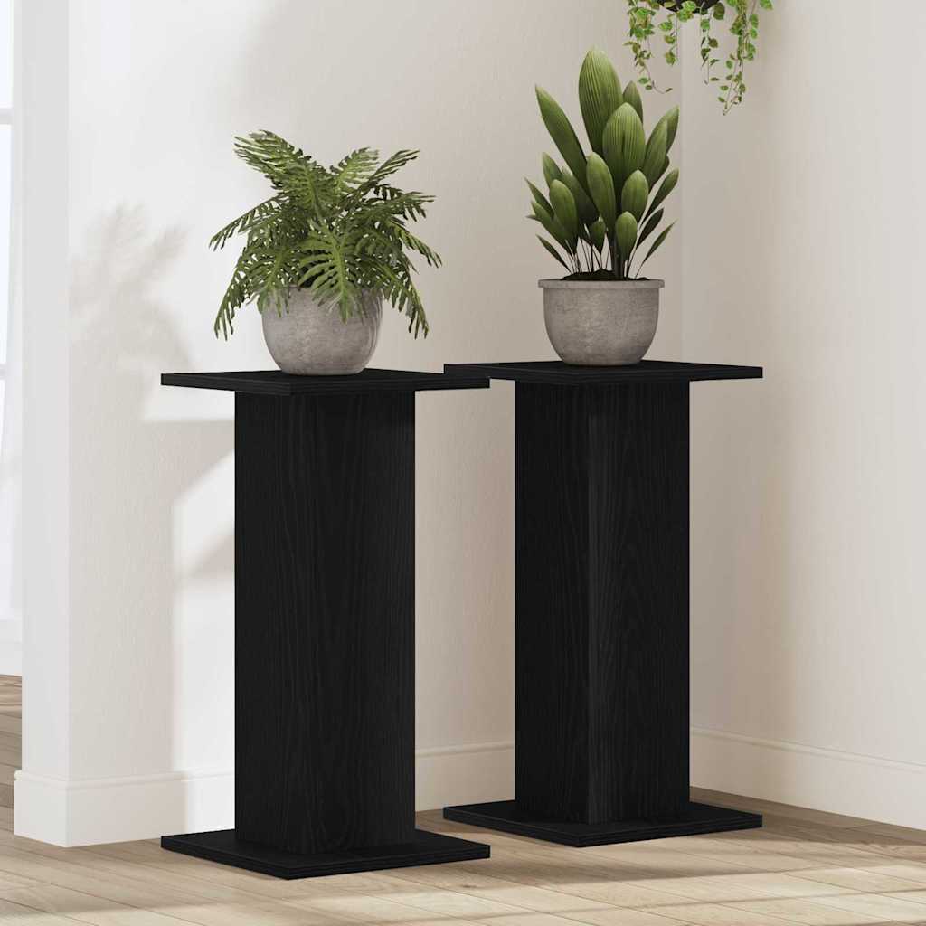 Pflanzenständer 2 pcs Schwarz Eichen-Optik 30 x 30 x 60 cm