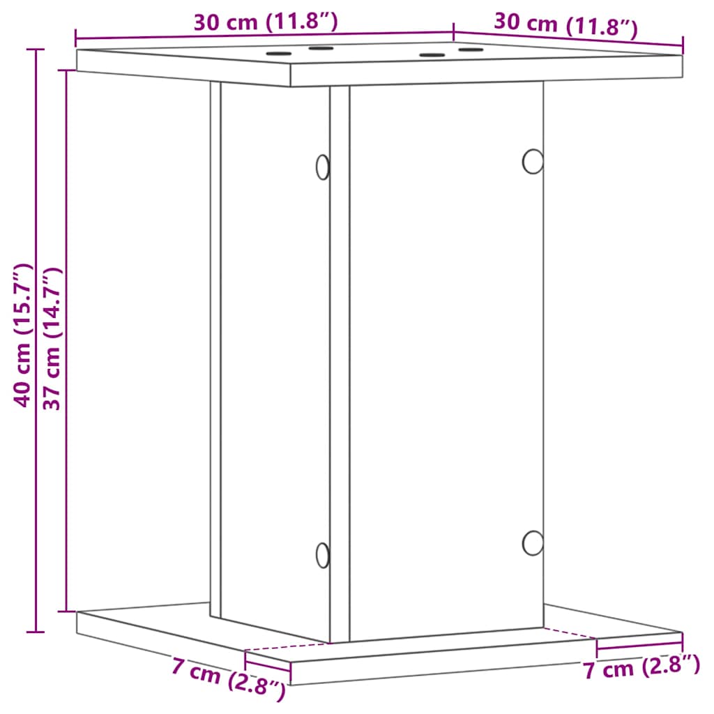 Pflanzenständer 2 pcs Schwarz Eichen-Optik 30 x 30 x 40 cm