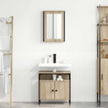 Badezimmermöbel-Set mit Regal mit Tür 2 pcs Braun Holzwerkstoff