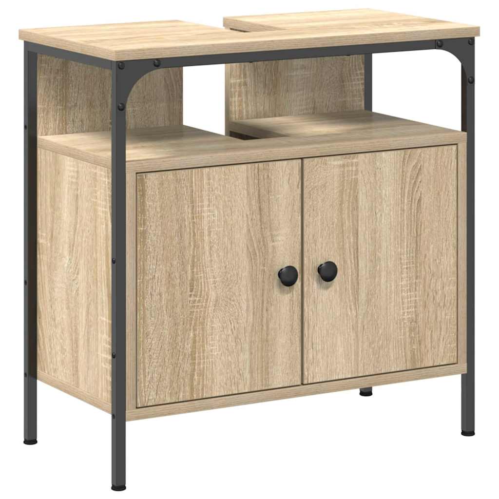 Badezimmermöbel-Set mit Regal mit Tür 3 pcs Braun Holzwerkstoff