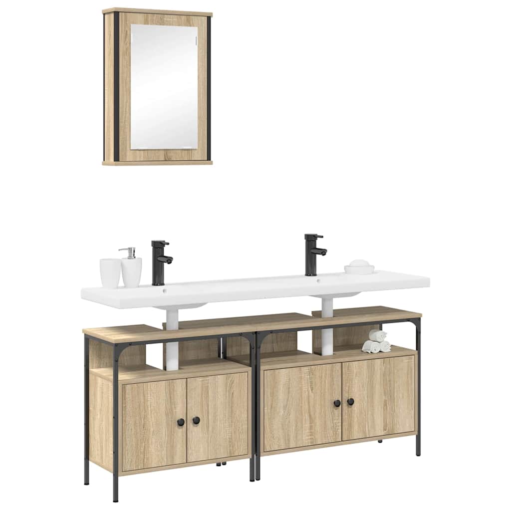 Badezimmermöbel-Set mit Regal mit Tür 3 pcs Braun Holzwerkstoff