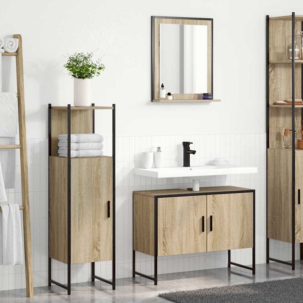 Badezimmermöbel-Set mit Regal mit Tür 3 pcs Braun Holzwerkstoff