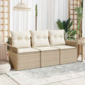 Sofa Set mit Kissen 3 pcs Beige und Creme Poly-Rattan