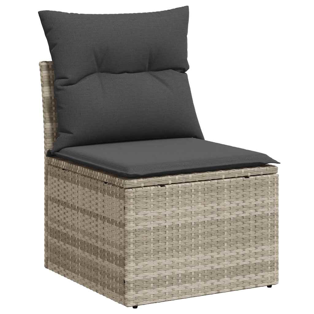 Sofa Set mit Kissen 3 pcs Grau Poly-Rattan