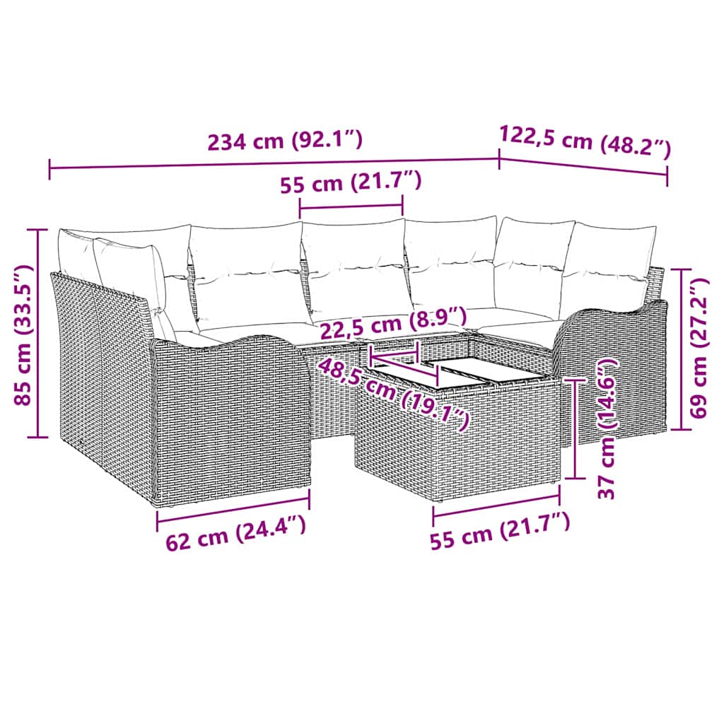 Gartensofa-set Grau 55 x 55 x 37 cm Poly-Rattan