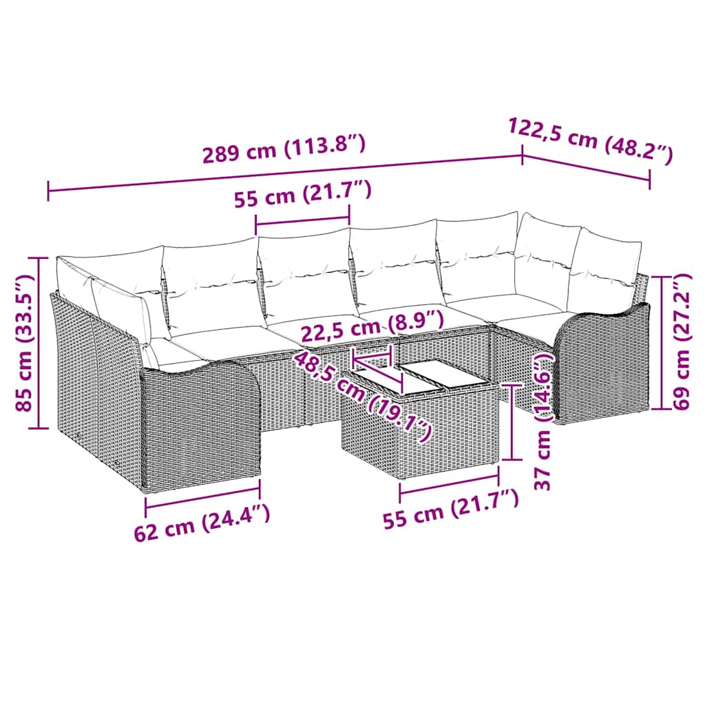 Gartensofa-set Beige 55 x 55 x 37 cm Poly-Rattan