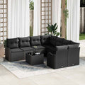 Gartensofa-set mit Kissen 9 pcs Schwarz Poly-Rattan