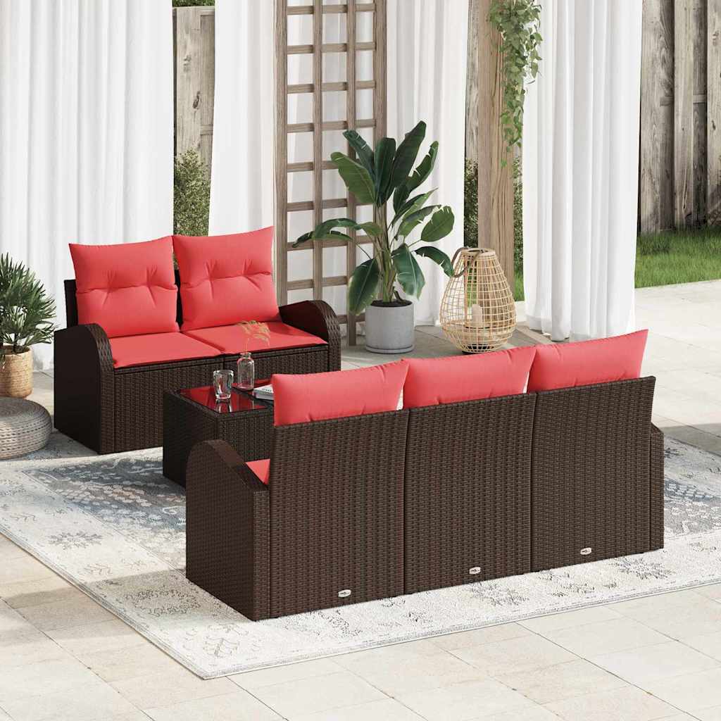 Sofa Set mit Kissen 6 pcs Braun Polyester