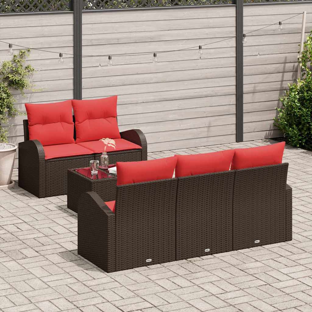 Sofa Set mit Kissen 6 pcs Braun Polyester