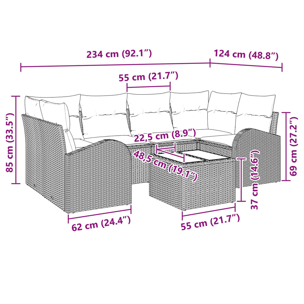 Gartensofa-set Braun 55 x 55 x 37 cm Poly-Rattan