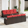 Sofa Set 9 pcs Braun und Rot Polyester