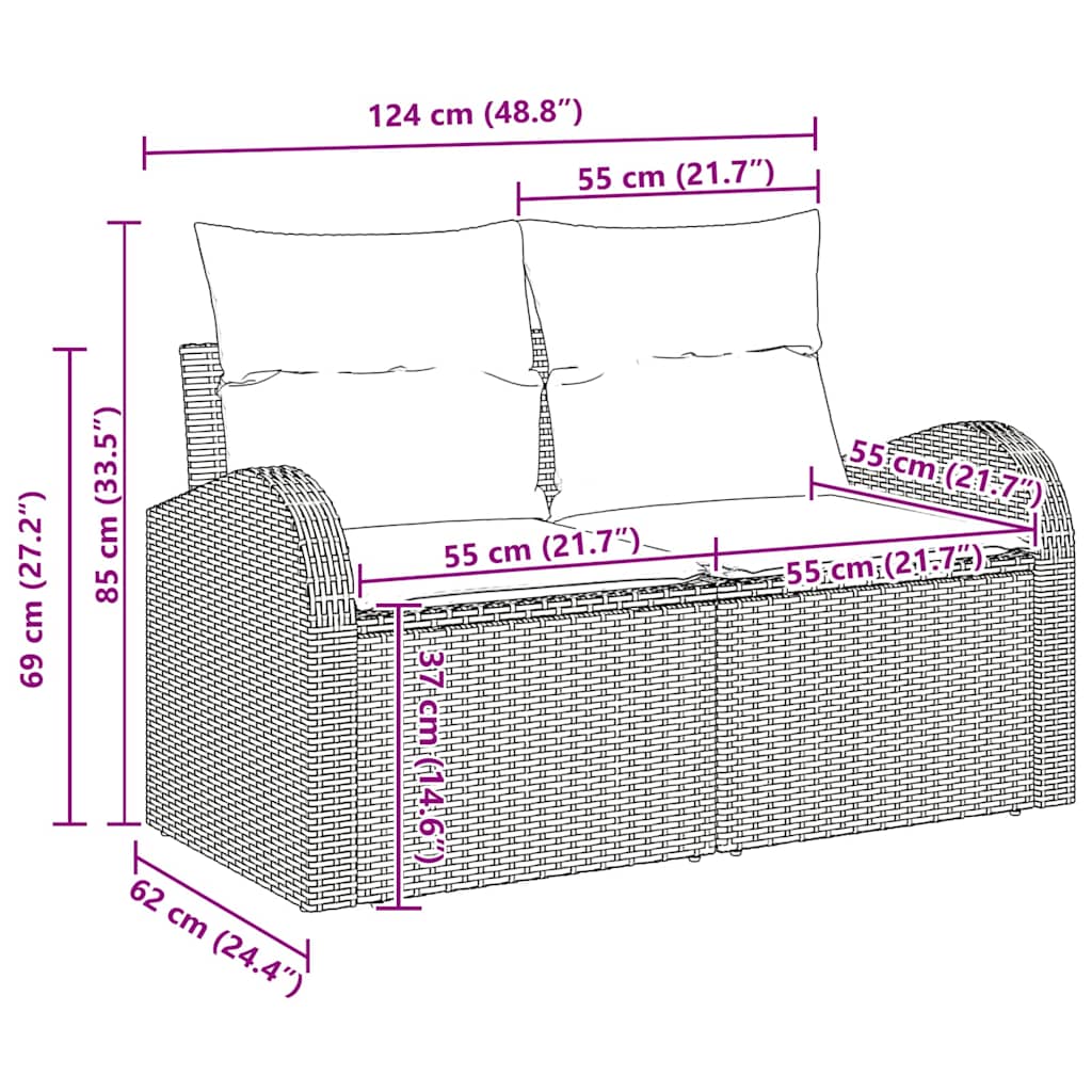 Gartensofa-set Beige 55 x 55 x 37 cm Poly-Rattan
