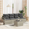 Sofa Set 5 pcs Hellgrau und Dunkelgrau Poly-Rattan