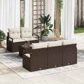 Sofa Set mit Kissen 6 pcs Braun und Creme Poly Rattan