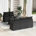 Sofa Set mit Kissen 6 pcs Schwarz Poly Rattan