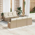 Sofa Set mit Kissen 8 pcs Beige und Creme Poly Rattan