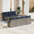 Sofa Set mit Kissen 8 pcs Grau Poly Rattan