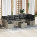 Sofa Set mit Kissen 8 pcs Hellgrau und Dunkelgrau Poly Rattan