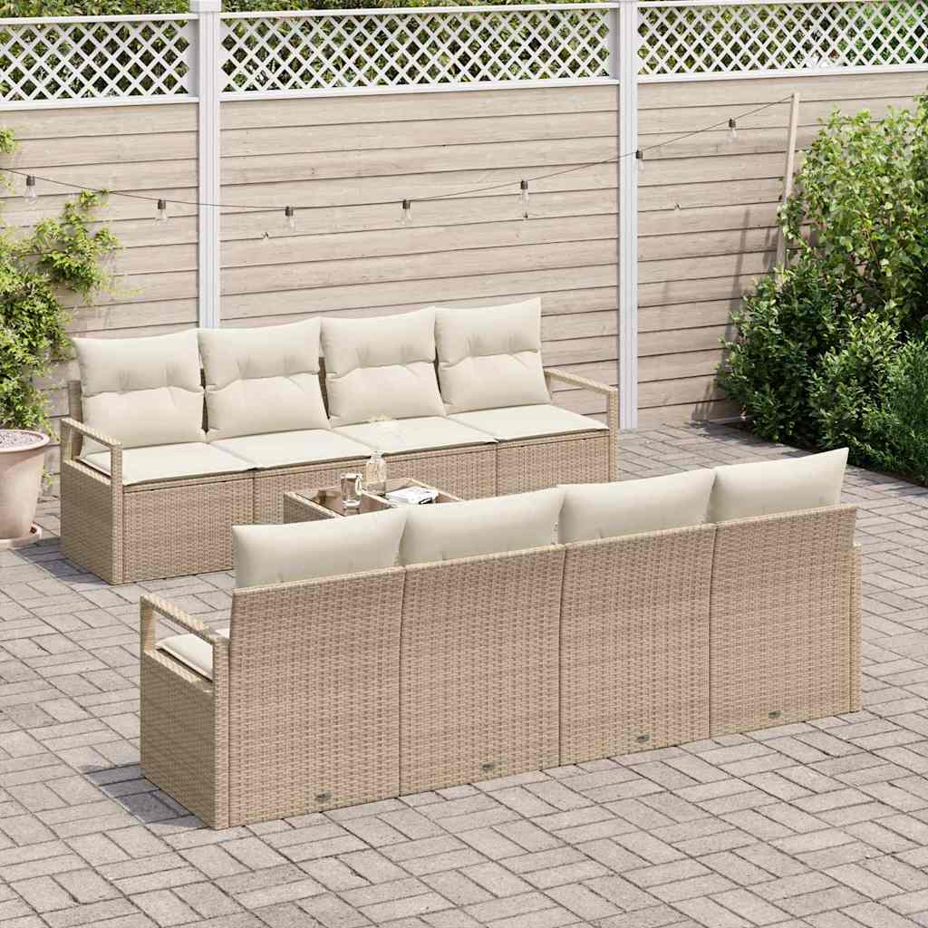 Sofa Set mit Kissen 7 pcs Beige und Creme Poly Rattan