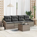 Sofa Set mit Kissen mit Kissen 5 pcs Grau Poly Rattan