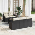 Sofa Set mit Kissen 6 pcs Schwarz und Creme Poly Rattan