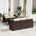Sofa Set mit Kissen 6 pcs Braun und Creme Poly Rattan
