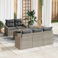Sofa Set mit Kissen mit Kissen 6 pcs Hellgrau Poly Rattan