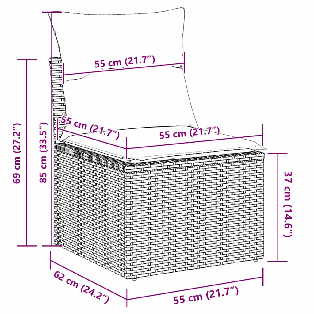 Sofa Set mit Kissen mit Kissen 6 pcs Hellgrau Poly Rattan