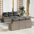 Sofa Set mit Kissen mit Kissen 7 pcs Grau Poly Rattan