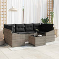 Sofa Set mit Kissen mit Kissen 7 pcs Grau Poly Rattan