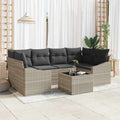 Sofa Set mit Kissen mit Kissen 7 pcs Hellgrau Poly-Rattan