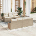 Sofa Set mit Kissen 8 pcs Beige und Creme Poly Rattan