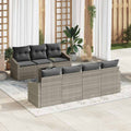 Sofa Set mit Kissen mit Kissen 8 pcs Hellgrau Poly-Rattan