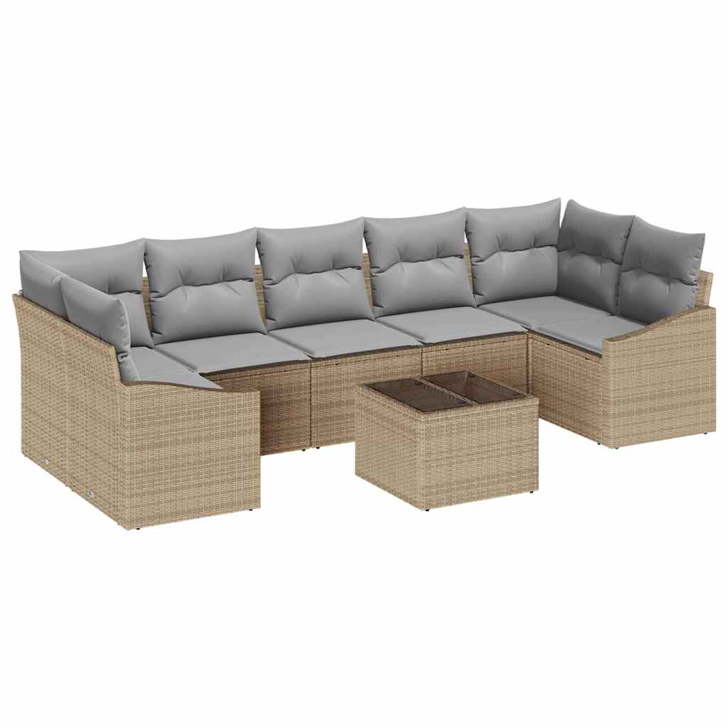 Sofa Set Beige und Hellgrau 55 x 55 x 37 cm Poly Rattan